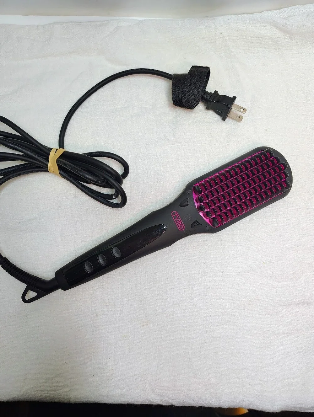 TYMO Pink and Black Heated Hair Straightening Brush - Unknown Brand